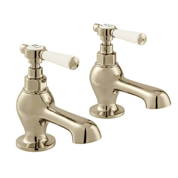 Vado Axbridge Lever Bath Pillar Taps - Bright Nickel - Bath