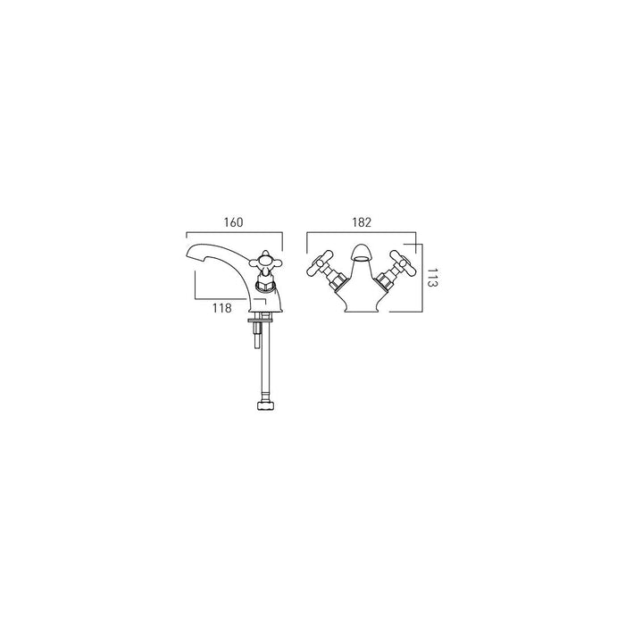 Vado Axbridge Mono Basin Mixer Tap With Crosshead Handle