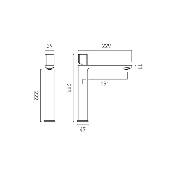 Vado Cameo Knob Deck Mounted Extended Mono Basin Mixer Tap