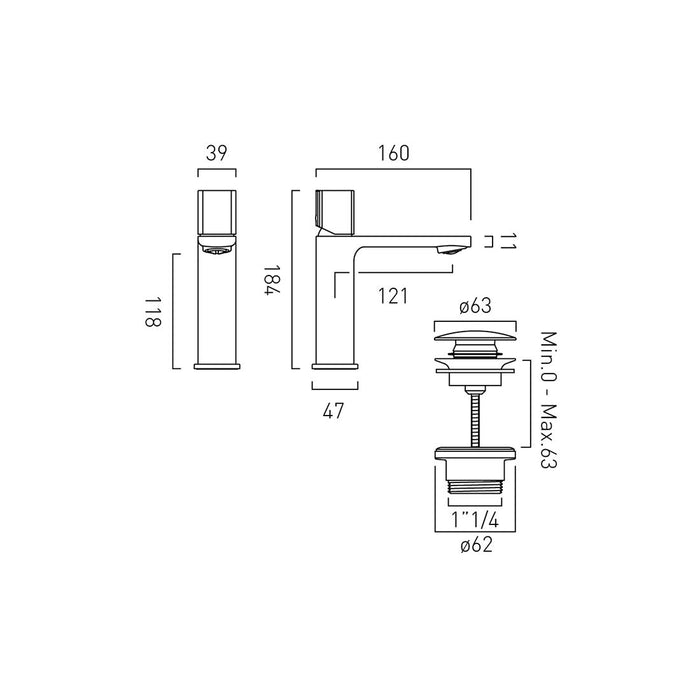 Vado Cameo Knob Deck Mounted Mono Basin Mixer Tap