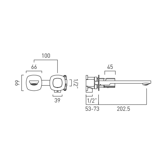 Vado Cameo Knob Wall Mounted Basin Mixer Tap For Low