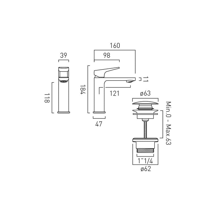 Vado Cameo Lever Deck Mounted Mono Basin Mixer Tap