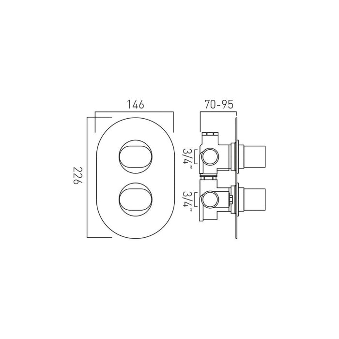 Vado DX Life 2 Outlet 2 Handle Thermostatic Concealed