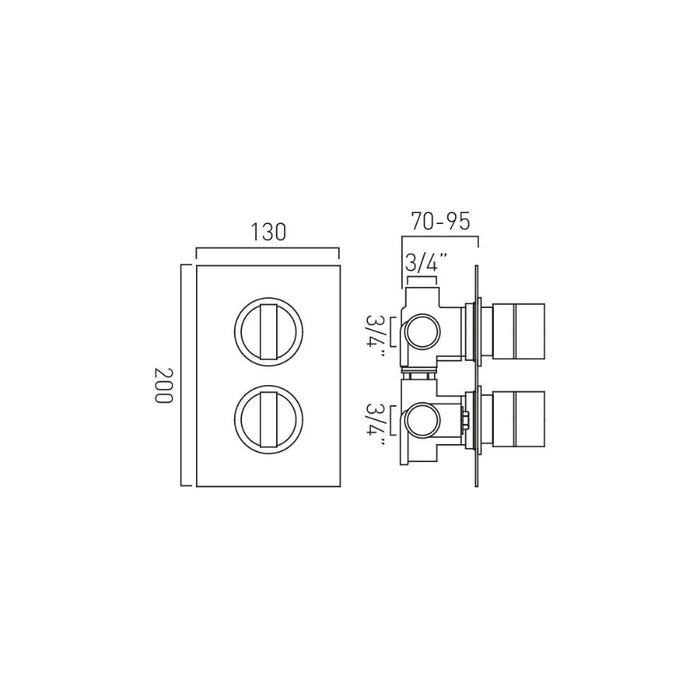 Vado DX Notion 3 Outlet 2 Handle Thermostatic Concealed