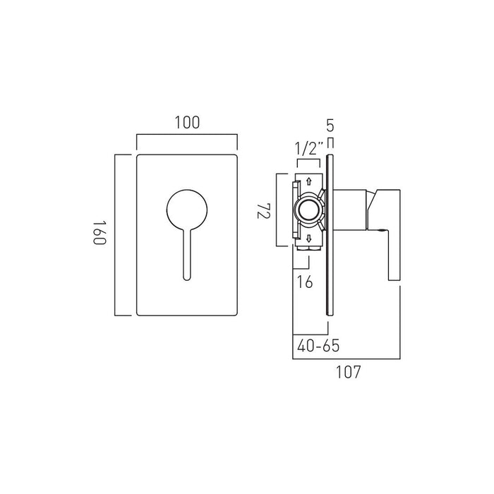 Vado Edit 1 Outlet Manual Shower Valve - Chrome - Concealed
