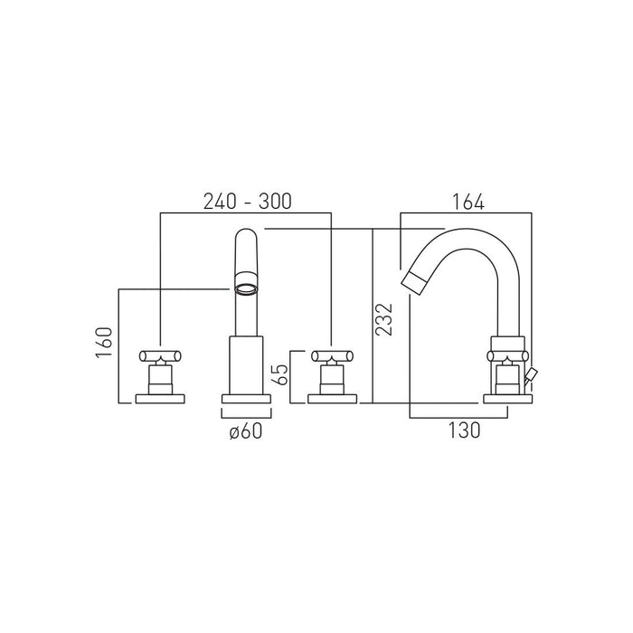 Vado Elements Deck Mounted Basin Mixer Tap With Pop Up