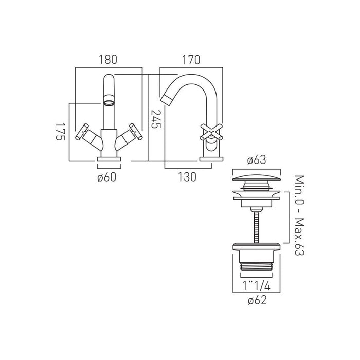 Vado Elements Deck Mounted Mono Basin Mixer Tap