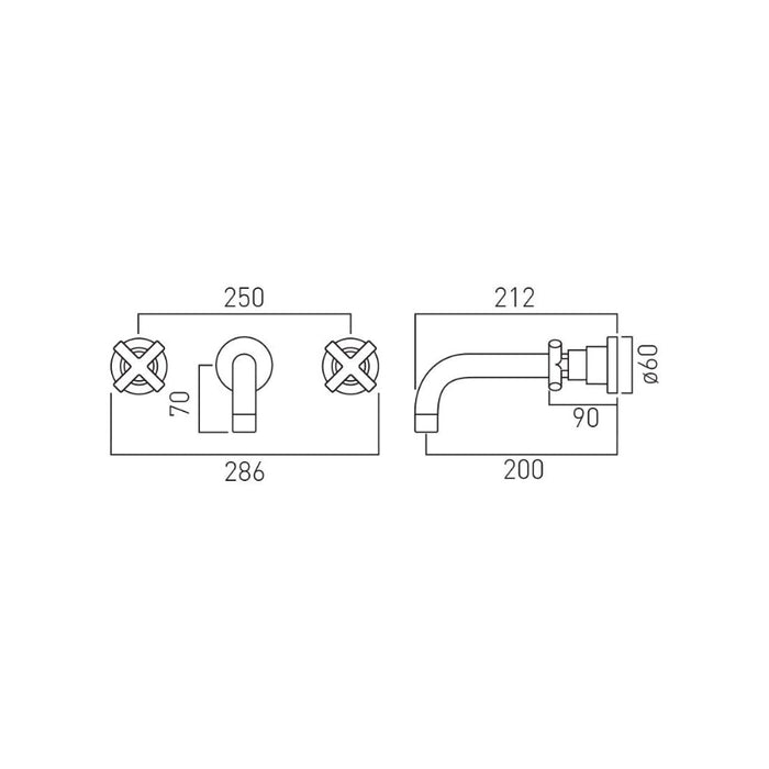 Vado Elements Wall Mounted 3 Hole Bath Filler Tap