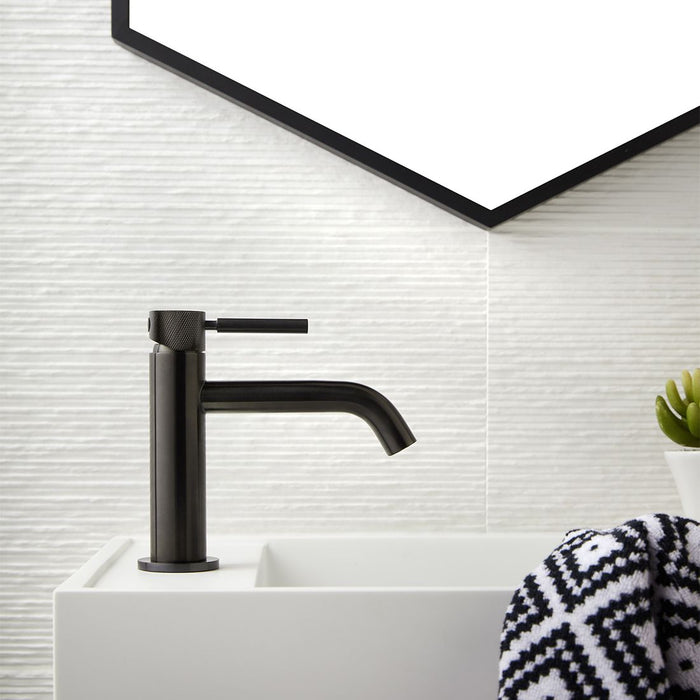 Vado Knurled Accents Slimline Deck Mounted Mono Basin Mixer