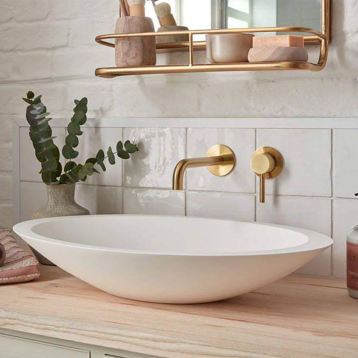 Vado Knurled Accents Slimline Wall Mounted Basin Mixer Tap