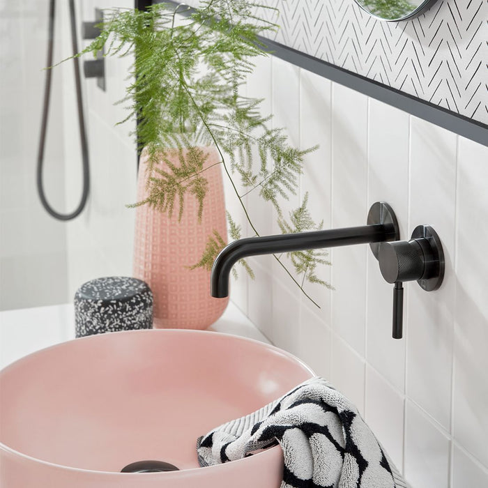 Vado Knurled Accents Slimline Wall Mounted Basin Mixer Tap