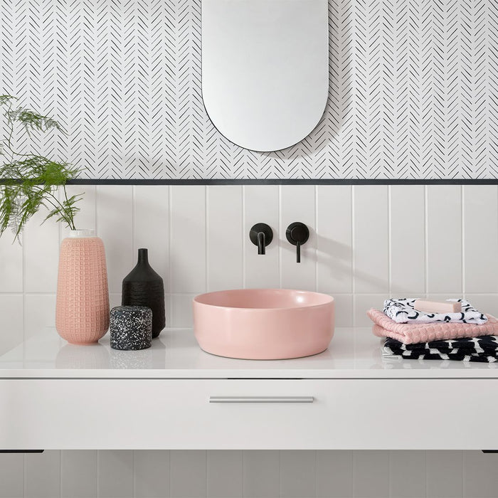 Vado Knurled Accents Slimline Wall Mounted Basin Mixer Tap