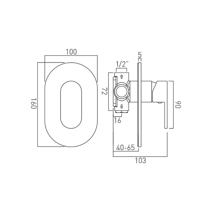 Vado Life 1 Outlet 1 Handle Concealed Manual Shower Valve