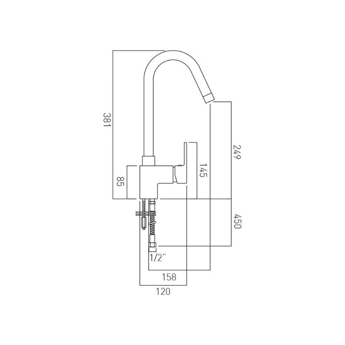 Vado Life Mono Kitchen Sink Mixer Tap With Swivel Spout