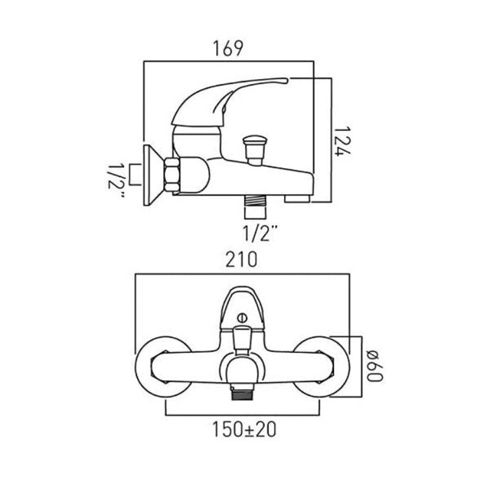 Vado Matrix Wall Mounted Bath Shower Mixer Tap - Chrome