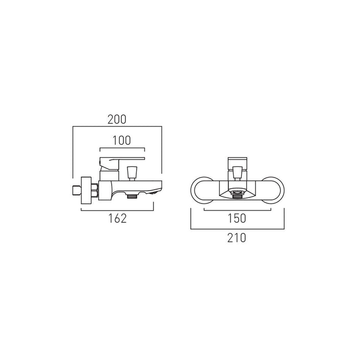 Vado Metiz Wall Mounted Bath Shower Mixer Tap - Chrome