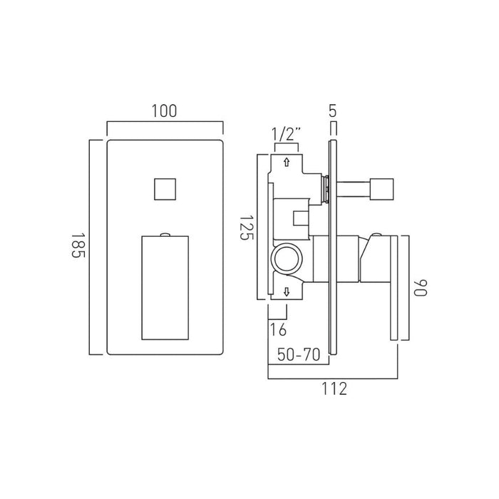 Vado Notion 2 Outlet Single Lever Concealed Manual Shower