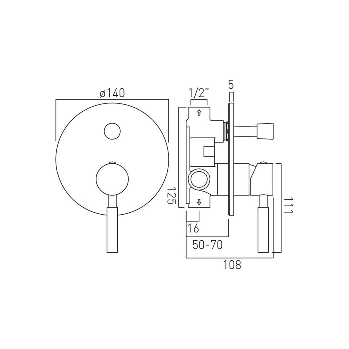 Vado Origins 2 Outlet Manual Shower Valve With Diverter
