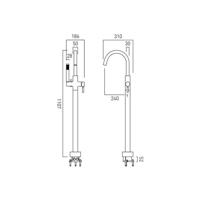 Vado Origins Floor Standing Bath Shower Mixer Tap