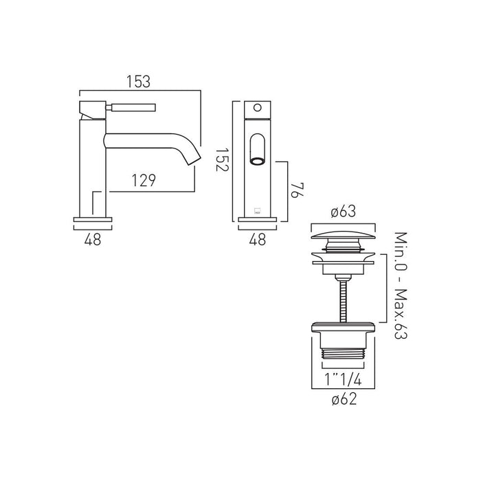Vado Origins Knurled Accents mono basin mixer tap