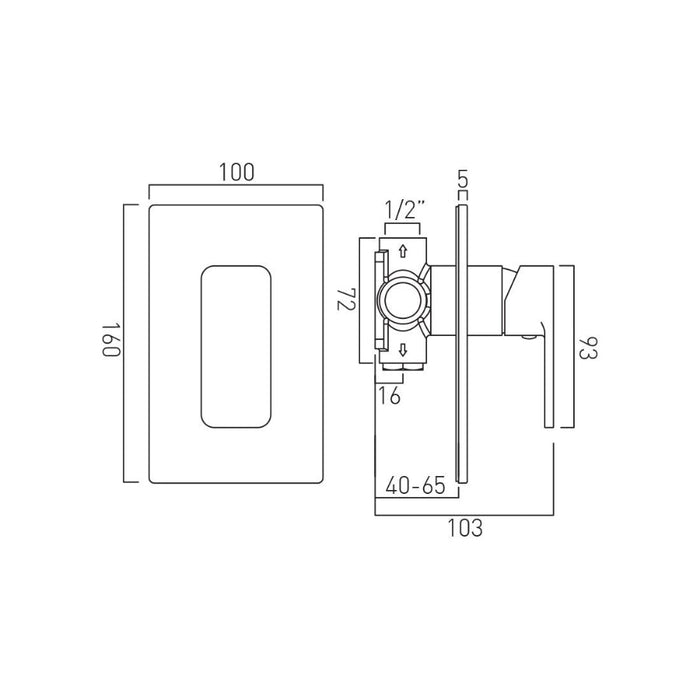 Vado Phase 1 Outlet 1 Handle Concealed Manual Shower Valve