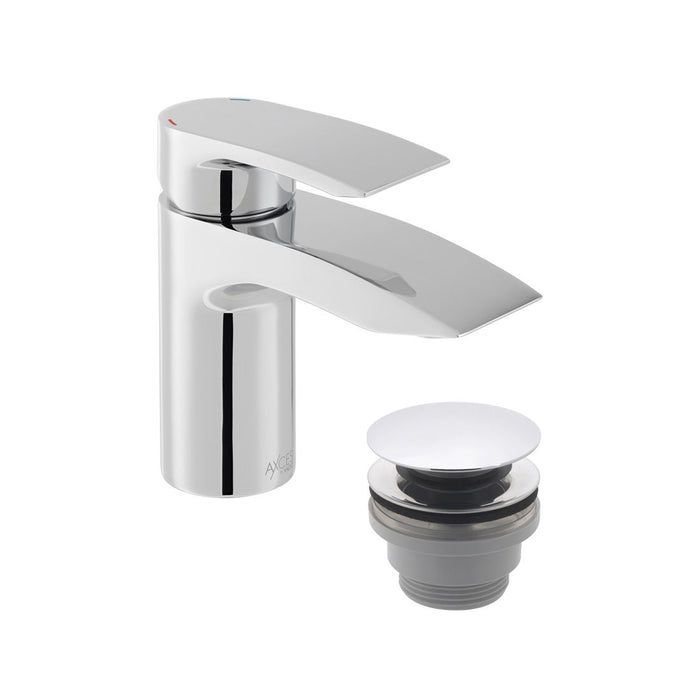 Vado Rowe Deck Mounted Mini Mono Basin Mixer Tap with Push