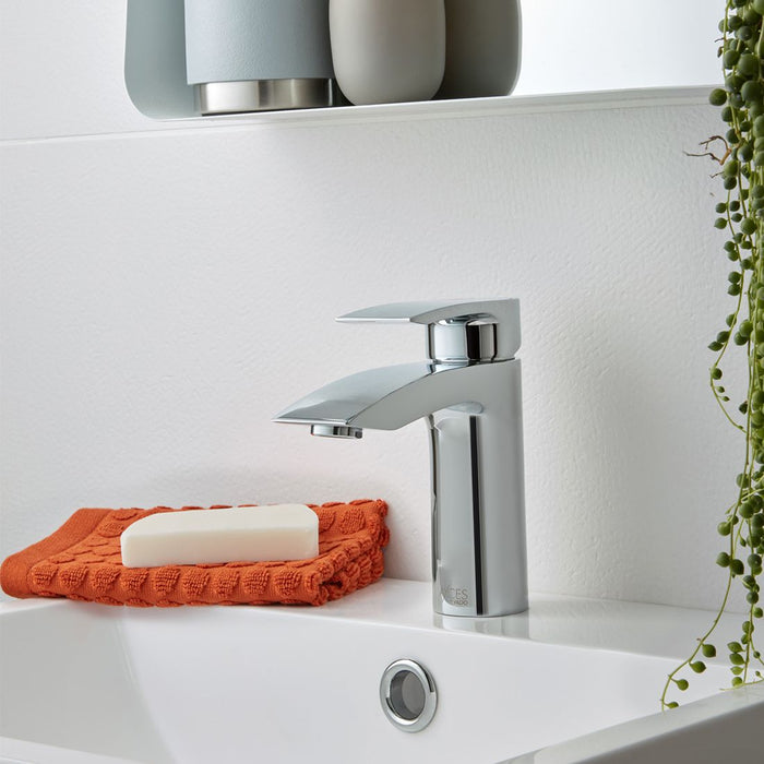 Vado Rowe Deck Mounted Mono Basin Mixer Tap With Push Waste