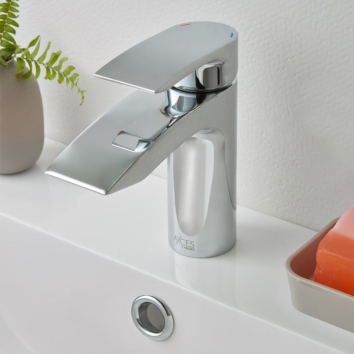 Vado Rowe Deck Mounted Mono Basin Mixer Tap With Push Waste