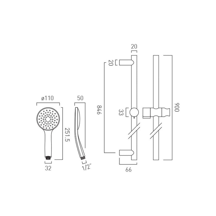 Vado Showering Solutions Round Single Function