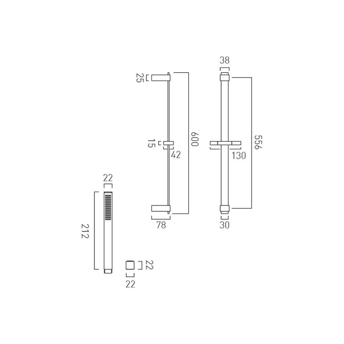 Vado Showering Solutions Square Single Function Slide