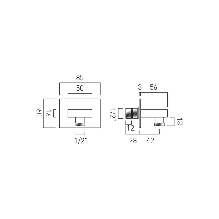 Vado Showering Solutions Square Wall Outlet Elbow - Shower