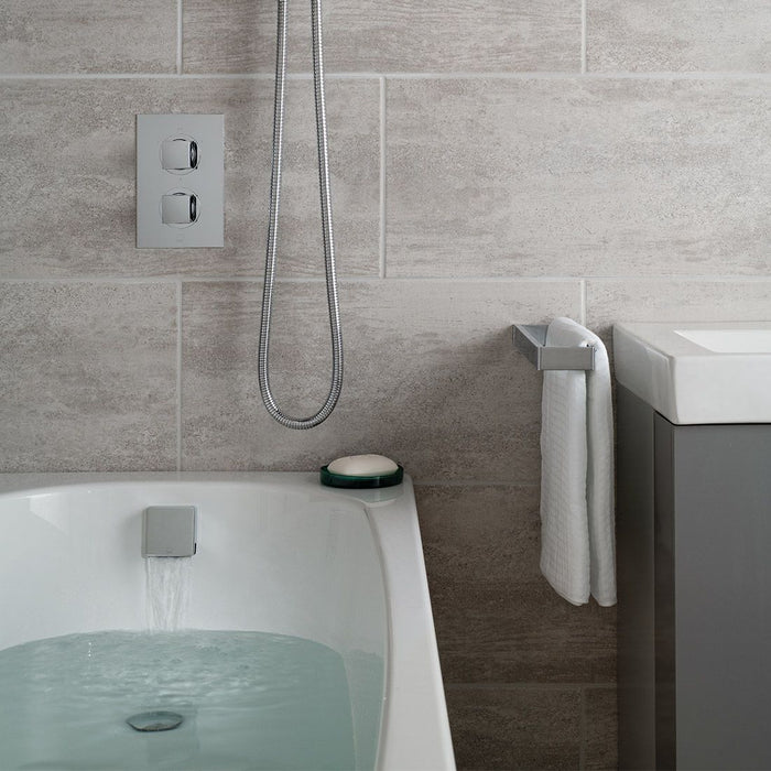 Vado Square Overflow Bath Filler Waste - Polished Chrome