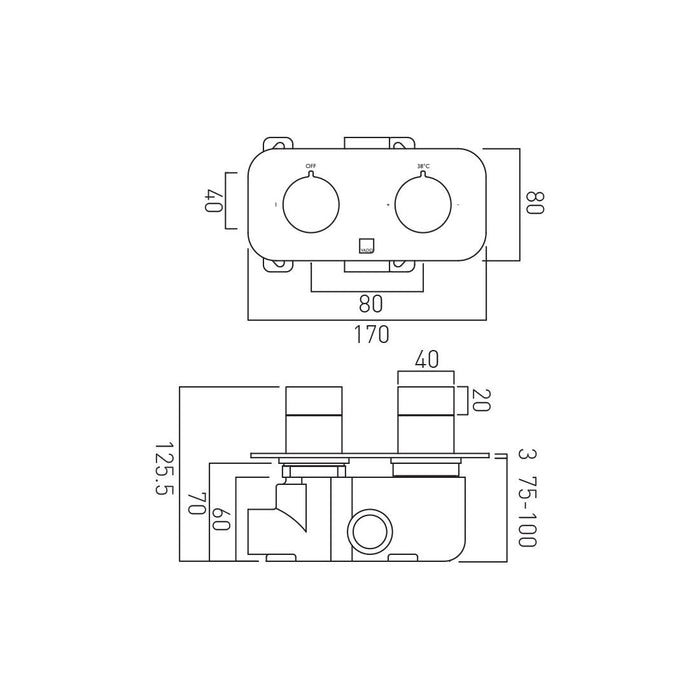 Vado Tablet Altitude 1 Outlet Landscape Thermostatic Shower