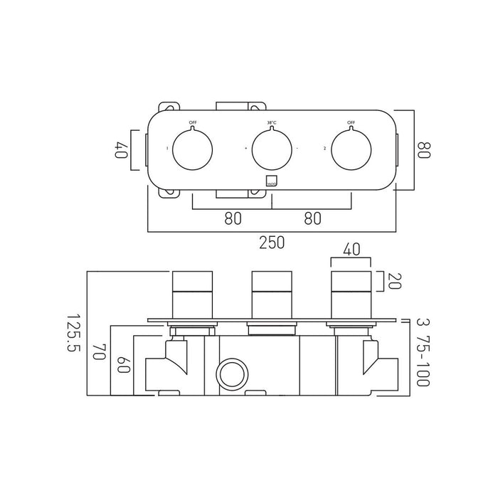 Vado Tablet Altitude 2 Outlet Landscape Thermostatic Shower