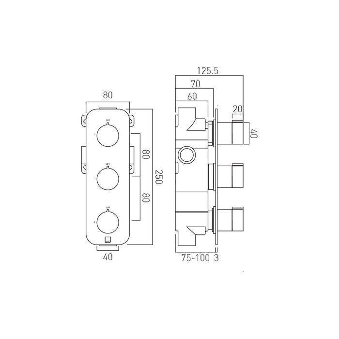 Vado Tablet Altitude 2 Outlet Thermostatic Shower Valve