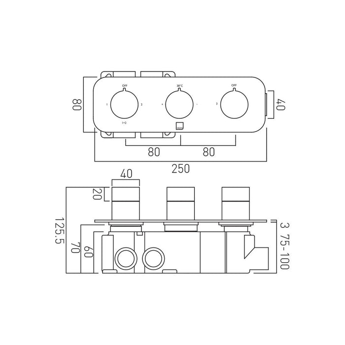 Vado Tablet Altitude 3 Outlet Landscape Thermostatic Shower