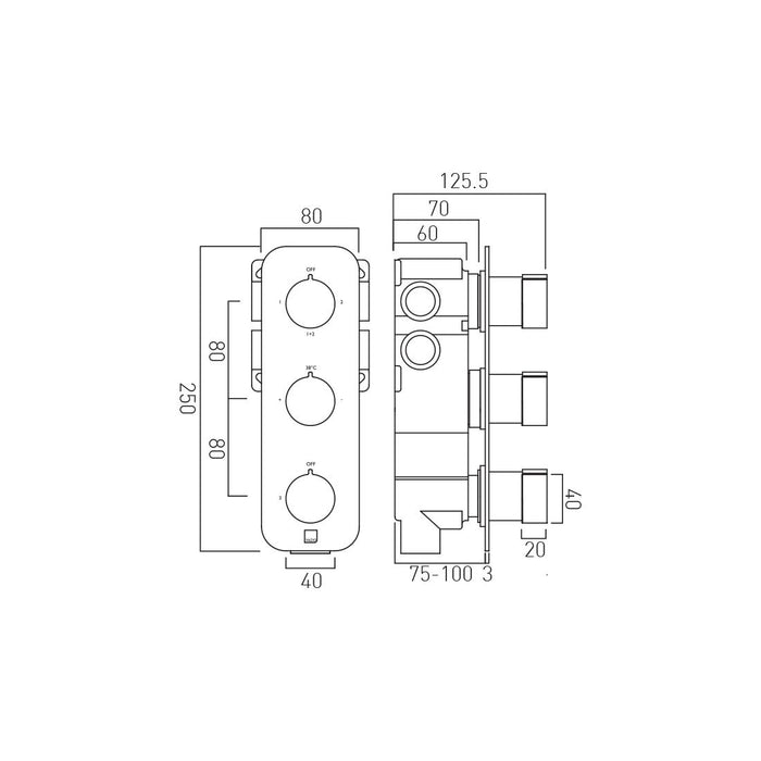 Vado Tablet Altitude 3 Outlet Thermostatic Shower Valve