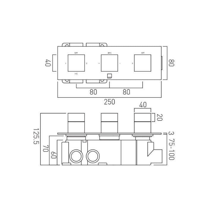 Vado Tablet Notion 3 Outlet 3 Handle Horizontal