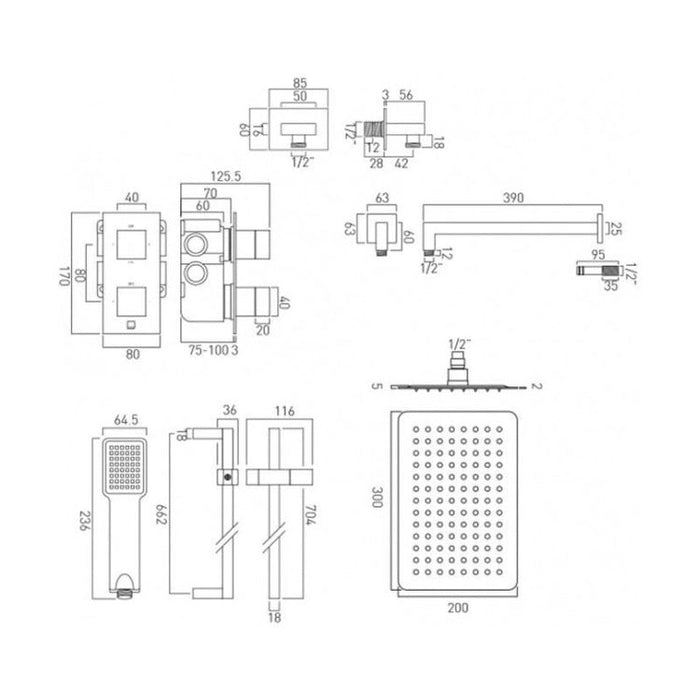 Vado Tablet Notion Two Outlet Two Handle Thermostatic