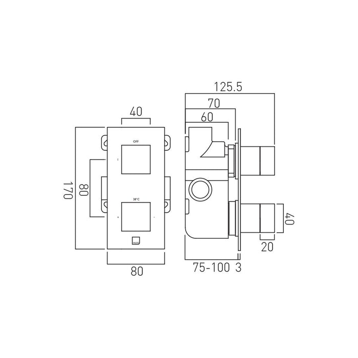 Vado Tablet Notion Vertical 1 Outlet Thermostatic Concealed