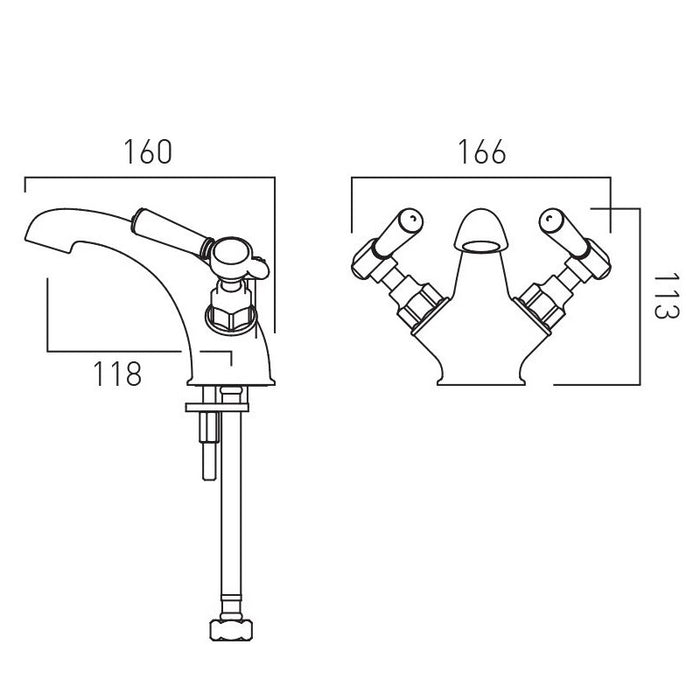 Vado Axbridge Lever Mono Basin Mixer Tap With Pop-Up Basin Waste
