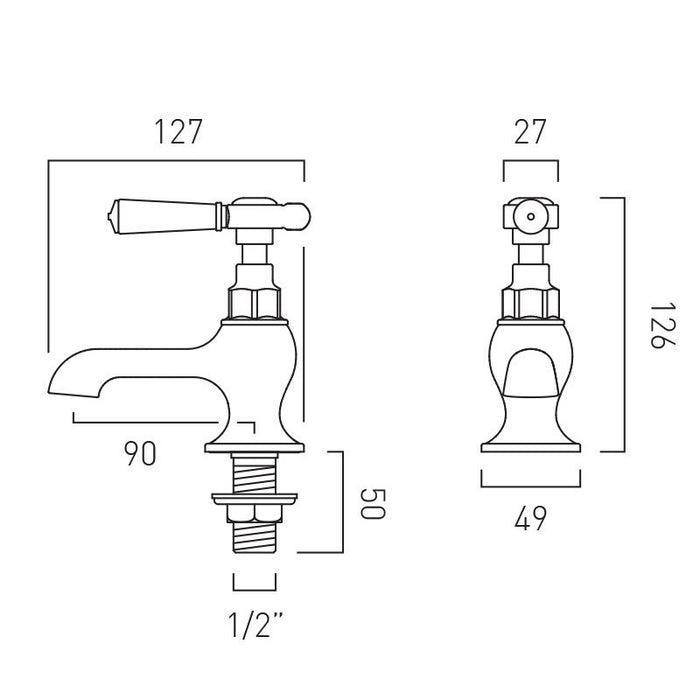 Vado Axbridge Lever Basin Pillar Taps
