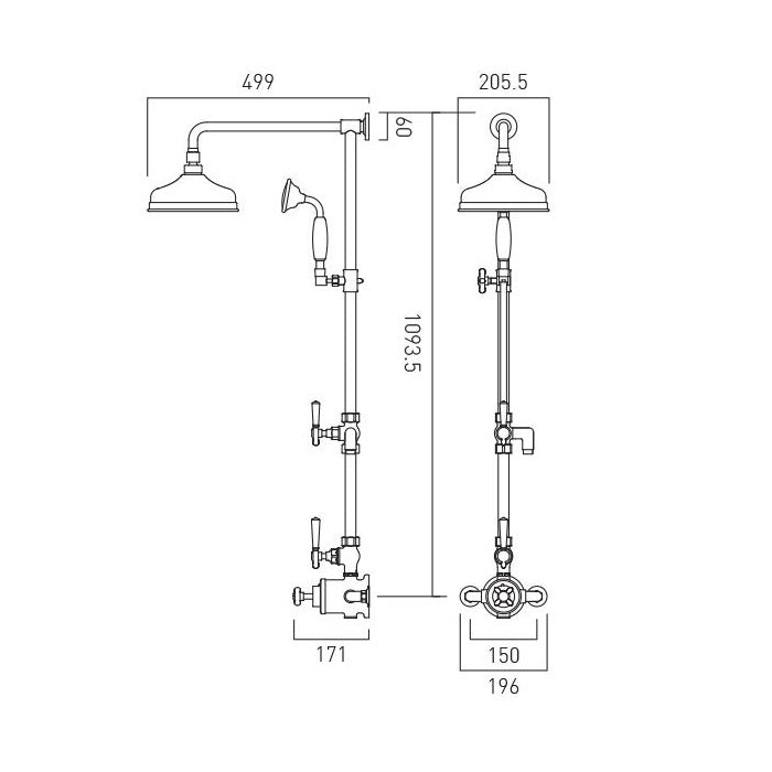 Vado Axbridge 2 Outlet Exposed Thermostatic Shower Column