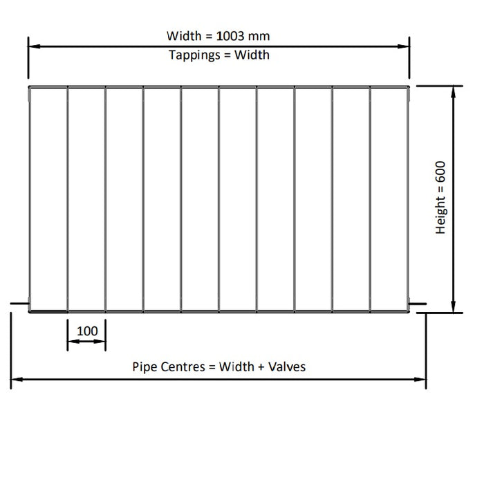 Eastbrook Vesima Aluminium Horizontal Designer Radiator - Matt Anthracite