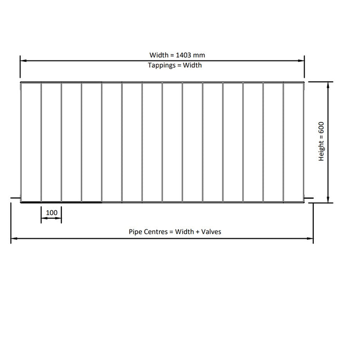 Eastbrook Vesima Aluminium Horizontal Designer Radiator - Matt Anthracite