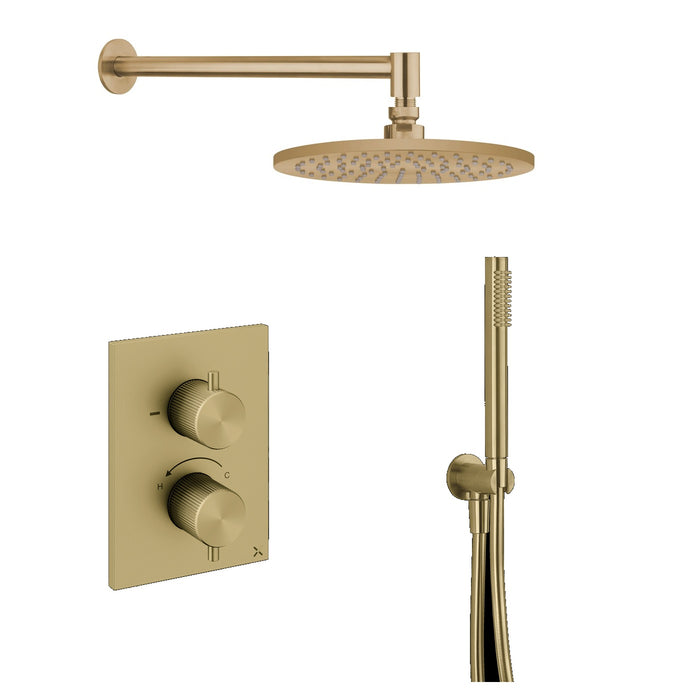 Crosswater 3ONE6 Stainless Steel Dual Outlet Thermostatic Shower Valve With Pencil Handset and Showerhead
