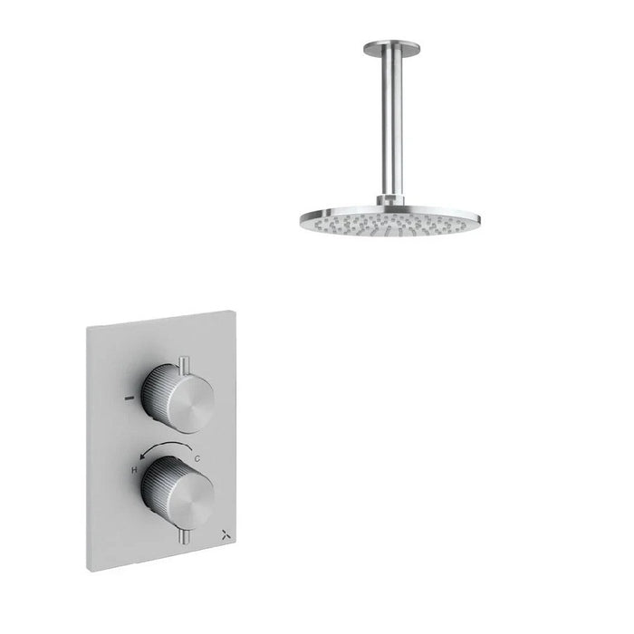 Crosswater 3ONE6 Stainless Steel Single Outlet Thermostatic Shower Valve with Shower Head