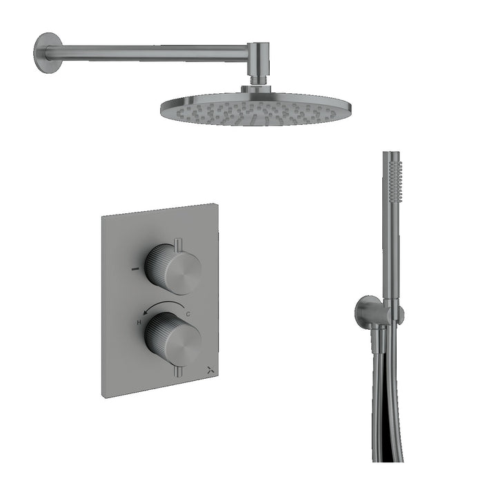 Crosswater 3ONE6 Stainless Steel Dual Outlet Thermostatic Shower Valve With Pencil Handset and Showerhead
