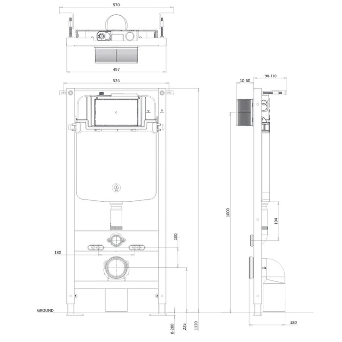 Crosswater MPRO Slim 1120mm Concealed Cistern Toilet Frame Set 4