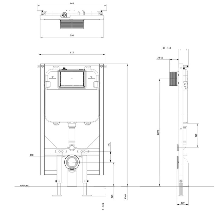 Crosswater Venue Ultra Slim 1140mm Concealed Cistern Toilet Frame Set 5